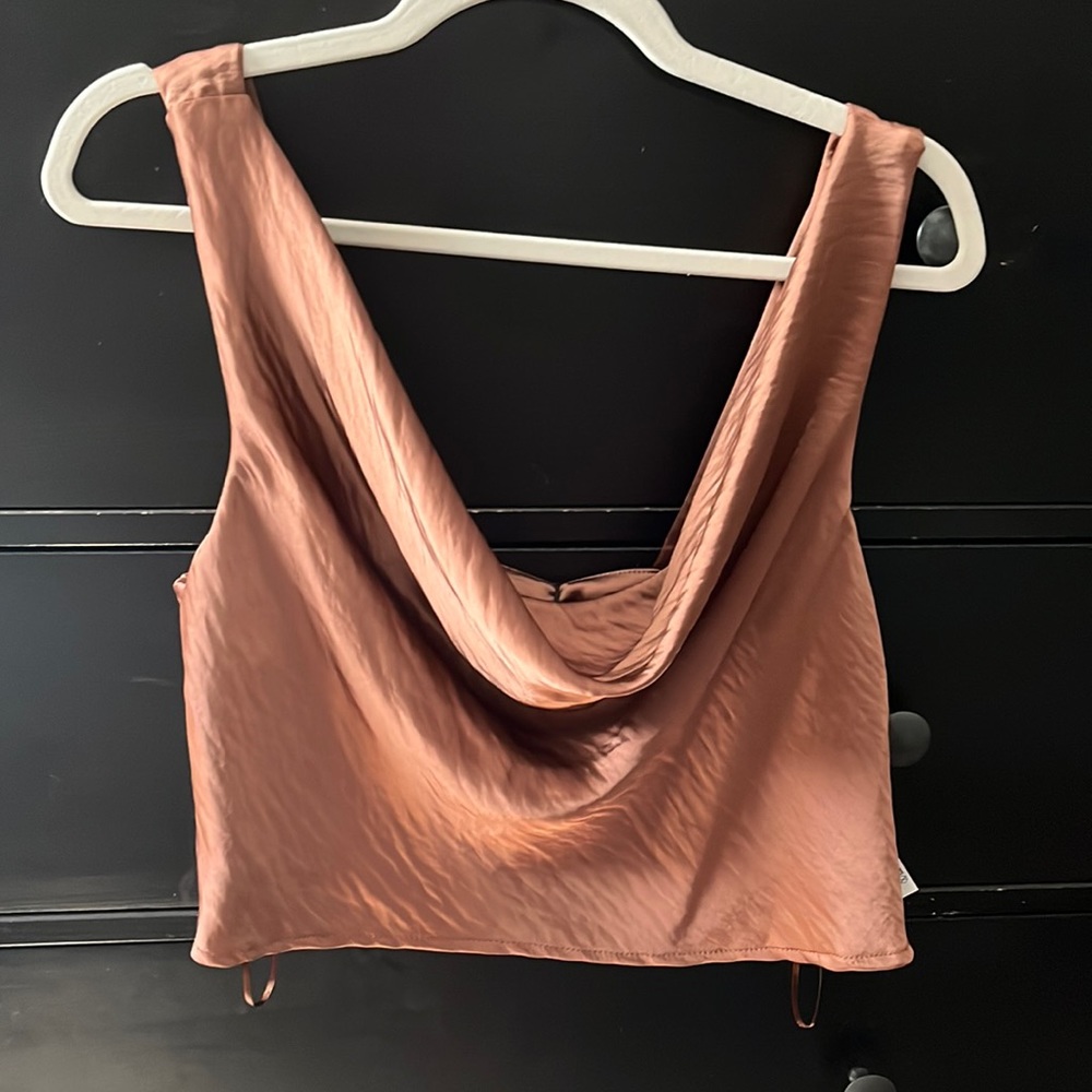 Zara copper satin top NWT